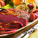 Dijon-Glazed Corned Beef with Savory Cabbage and Red Potatoes